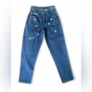 Goldie High-Rise Embroidered Star & Heart Jeans - Blue